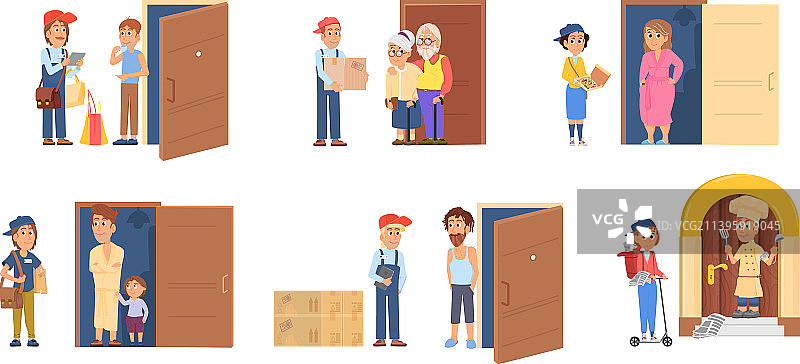 快递员送货上门图片素材