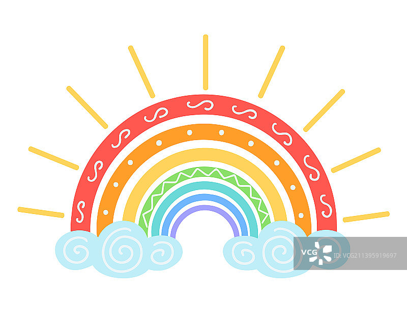 带光线的彩虹背景封面图片素材