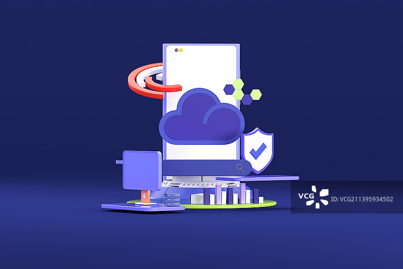 3D渲染云计算卡通插画图片素材