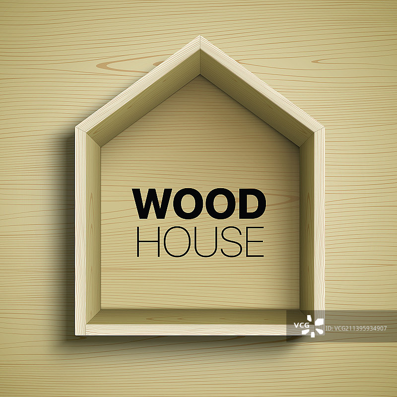 木纹背景上的木屋框架图片素材