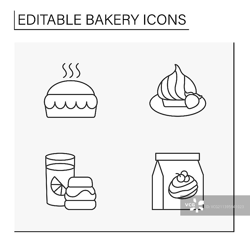 面包店线性图标集图片素材