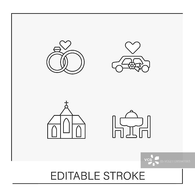 婚礼线稿图标套装图片素材