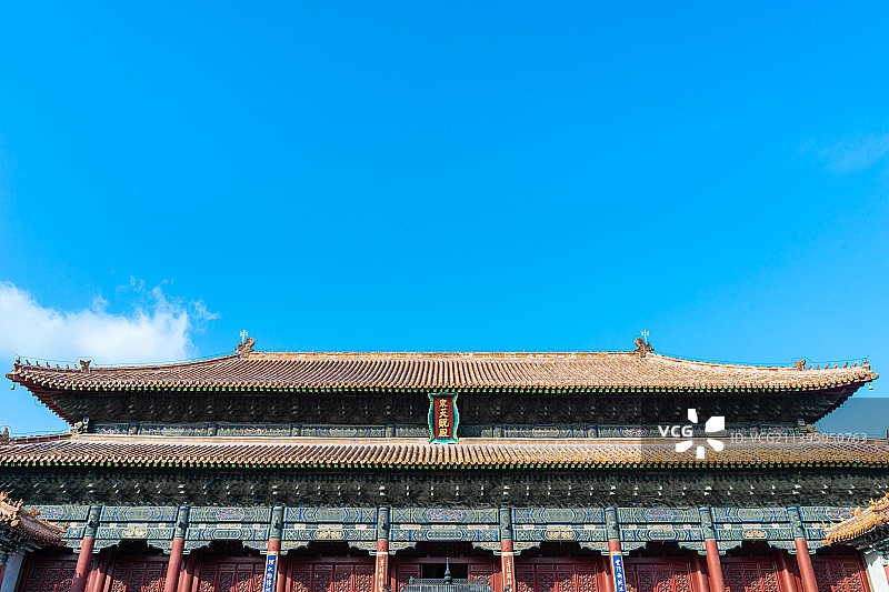 中国山东省泰安市泰山区，著名旅游景点，岱庙行宫里的天贶殿大殿，户外白昼无人图像摄影图片素材