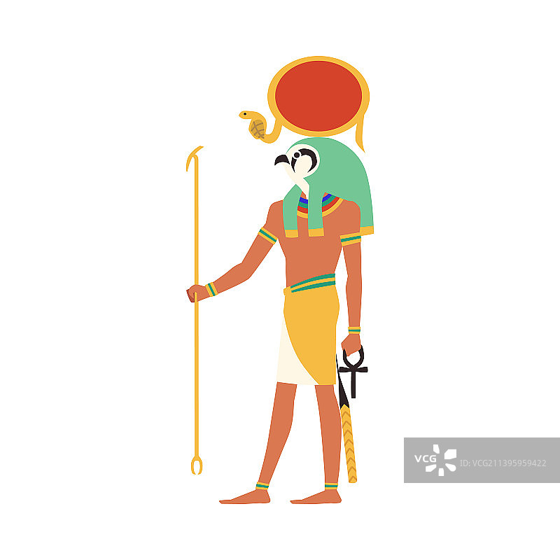 埃及太阳神拉，手持权杖和平坦的安卡图片素材