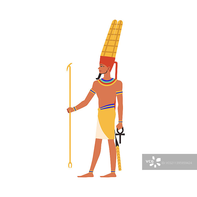 古埃及太阳神阿蒙·拉扁平风格图片素材