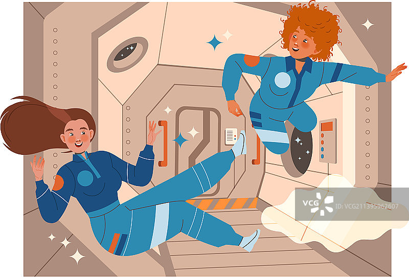 外太空中的女宇航员图片素材