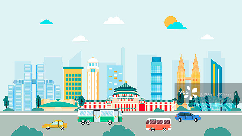 重庆城市风光矢量插画图片素材