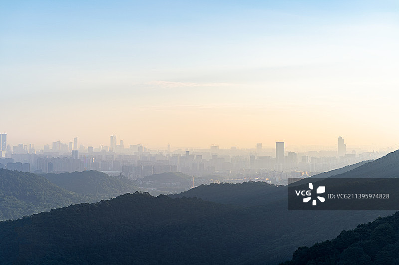 杭州滨江萧山区城市天际线全景图片素材