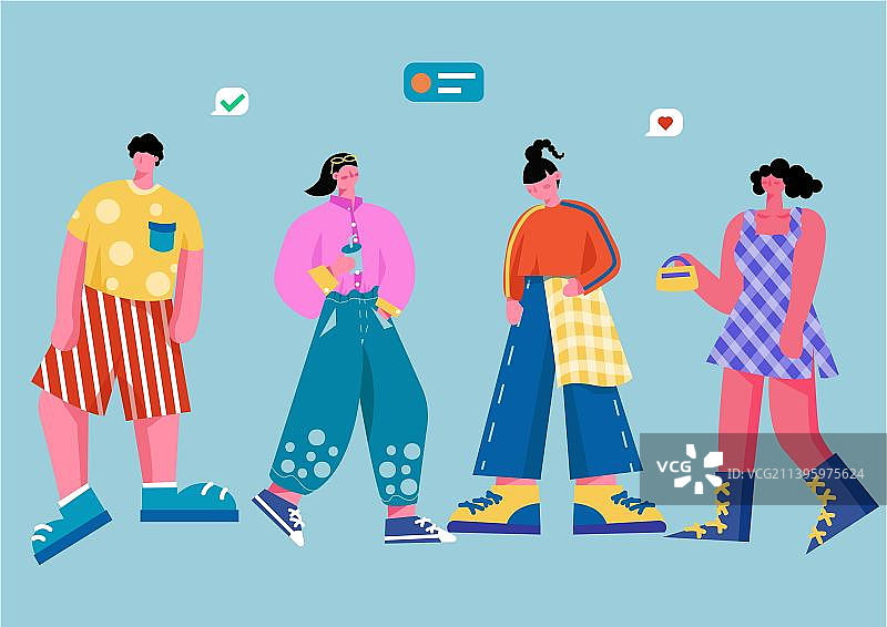 一群穿着时尚休闲服装的人图片素材