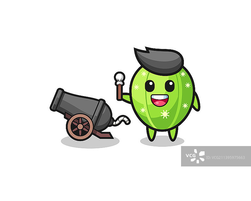 使用加农炮射击的可爱仙人掌图片素材