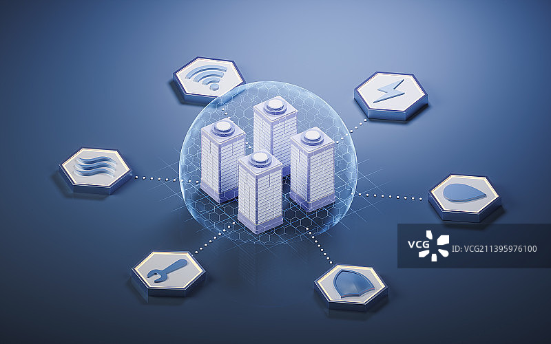 住房与物业管理服务概念3D渲染图片素材