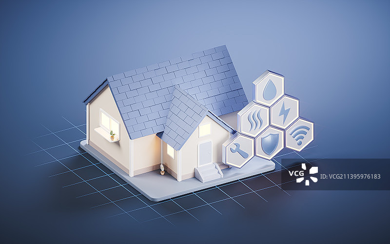 住房与物业管理服务概念3D渲染图片素材