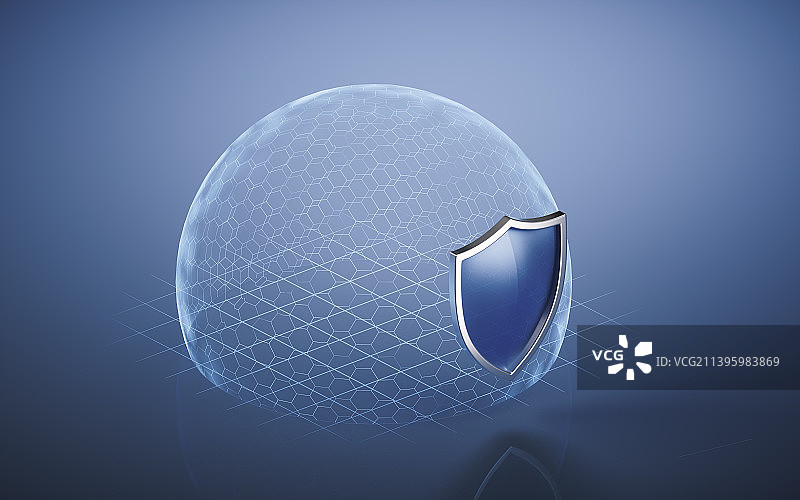 盾牌与保护罩3D渲染图片素材
