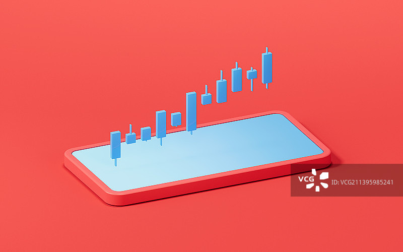 上升曲线与数据分析概念3D渲染图片素材