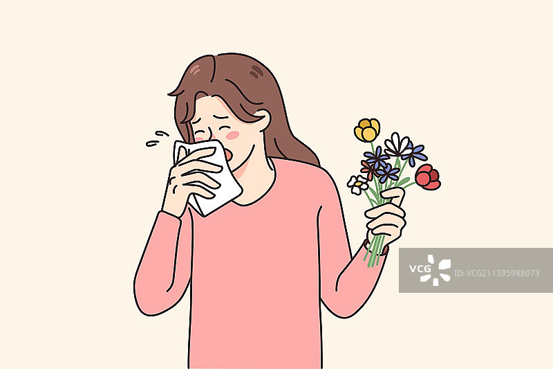 因花粉过敏打喷嚏的女性图片素材