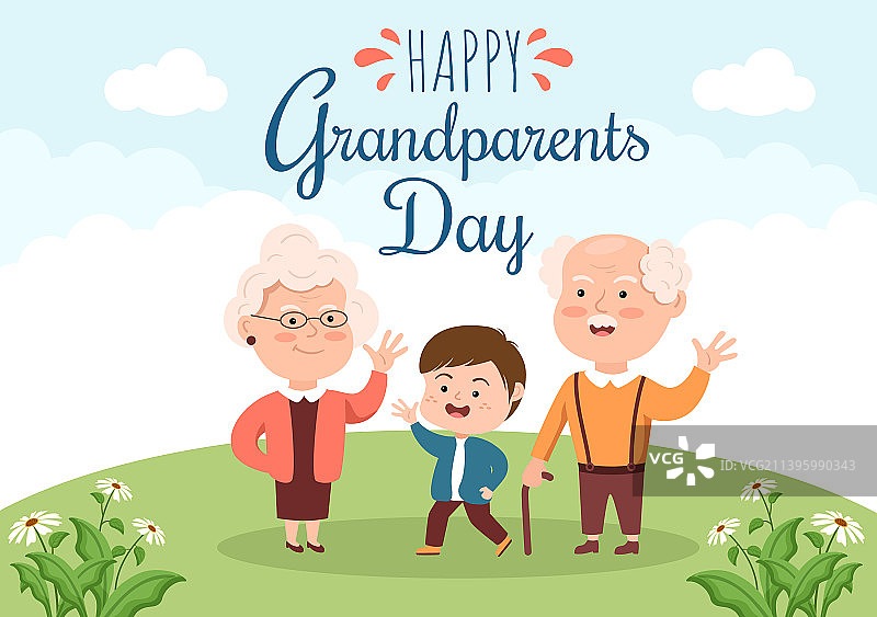 卡通快乐祖父母日图片素材
