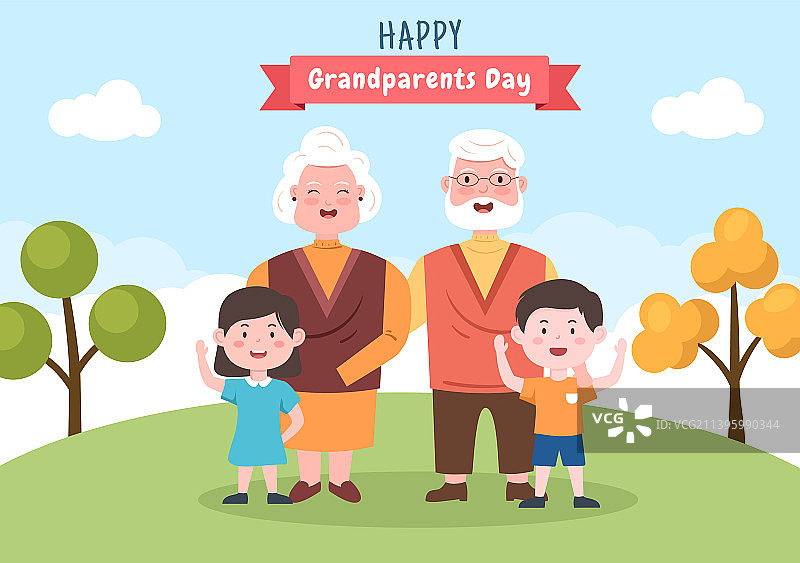 卡通快乐祖父母日图片素材