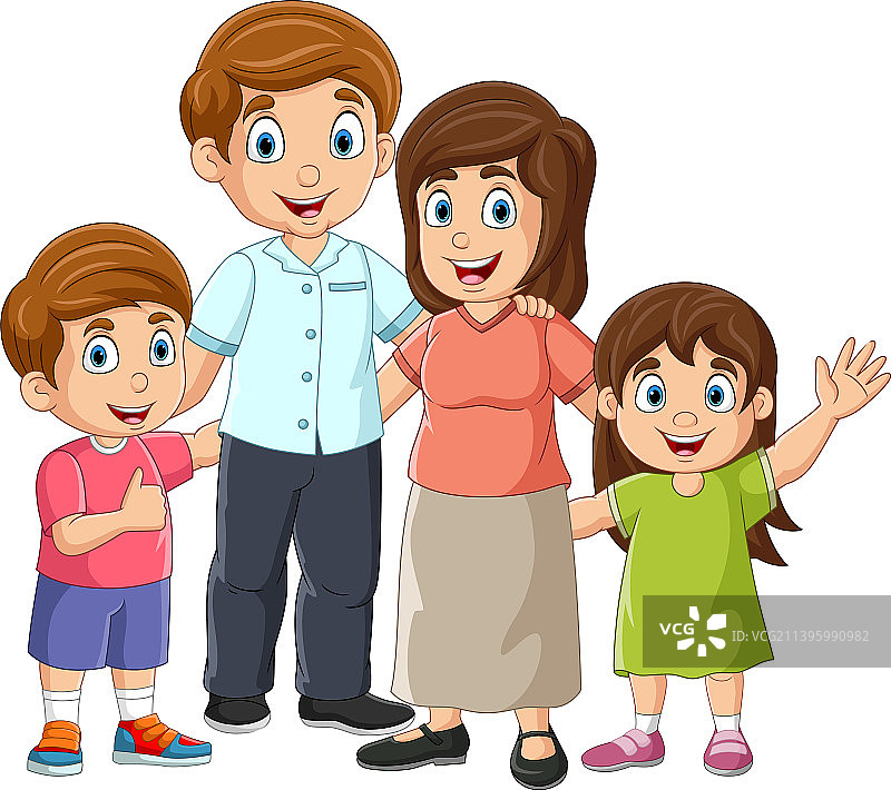 白色背景上的卡通快乐家庭图片素材
