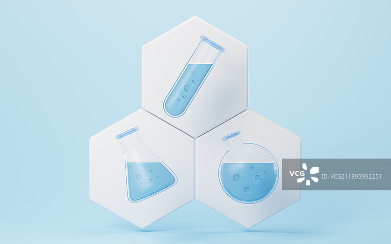 卡通风格化学仪器器皿3D渲染图片素材