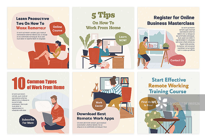 社交媒体远程办公技巧课程帖子图片素材