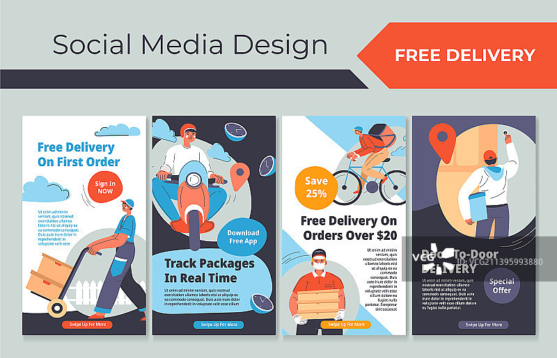社交媒体上的免费送货特别优惠图片素材