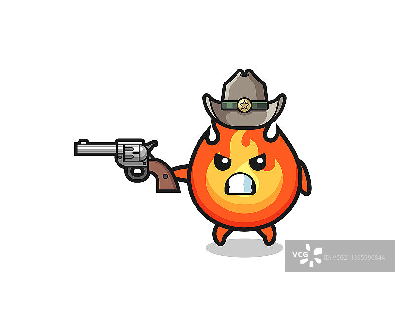 牛仔开枪射击火焰图片素材