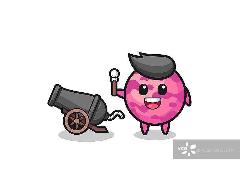 可爱的冰淇淋勺用大炮射击图片素材