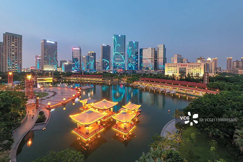 广东佛山南海千灯湖夜景图片素材
