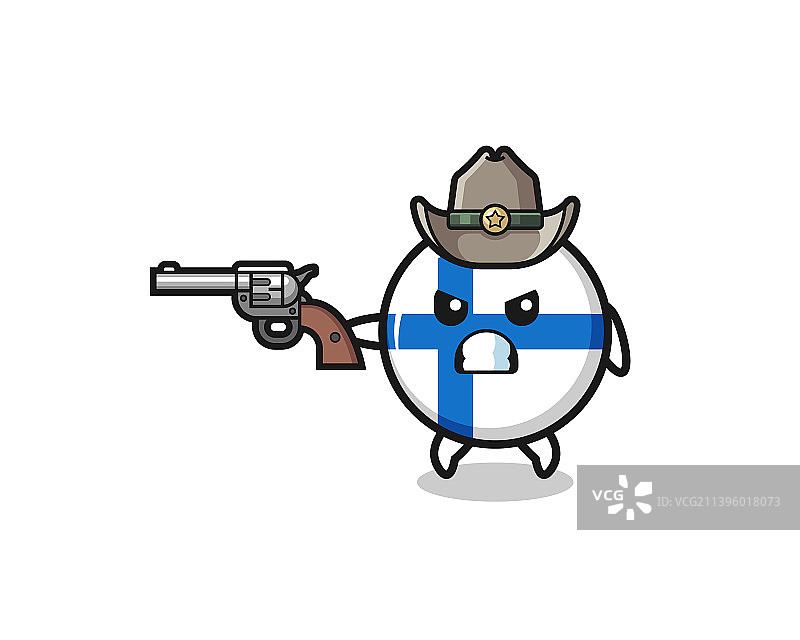芬兰国旗牛仔持枪射击图片素材