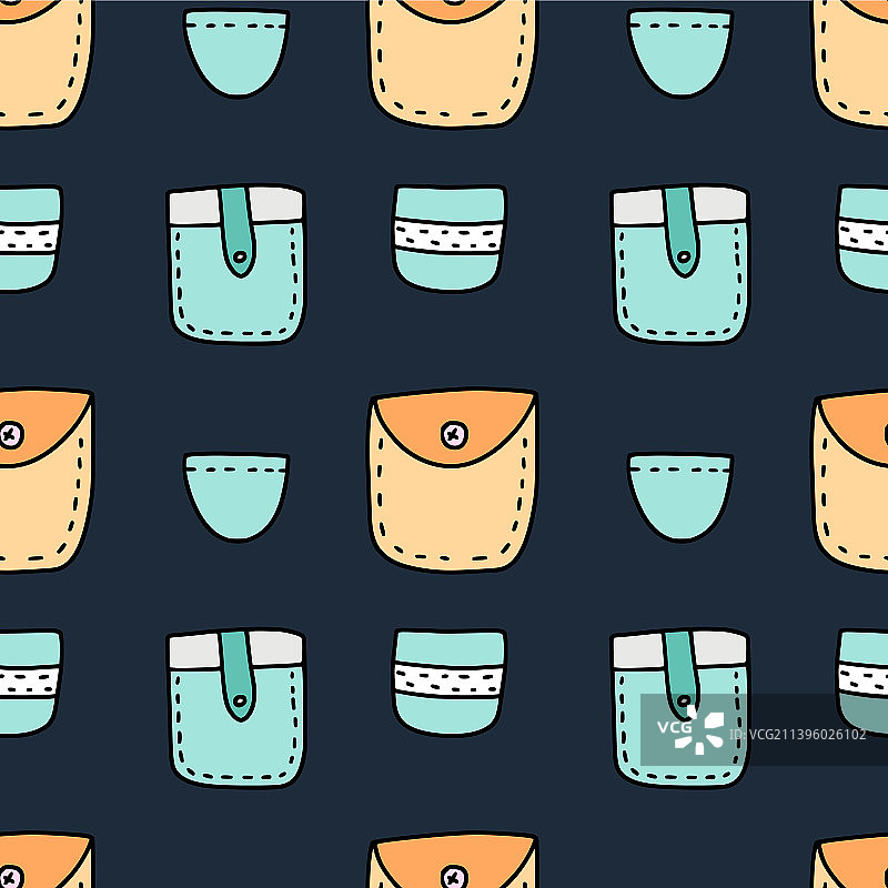 卡通涂鸦口袋可爱无缝图案图片素材