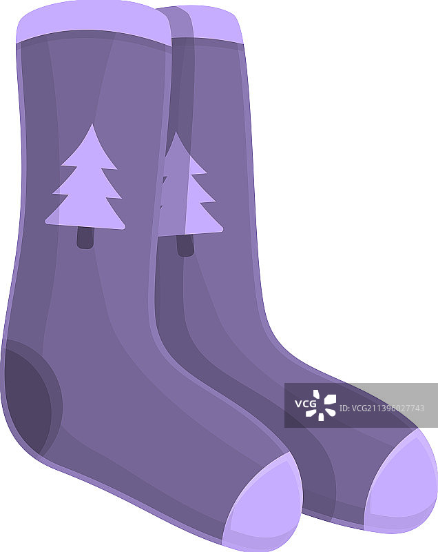 紫色冬季袜子卡通可爱袜子图标图片素材
