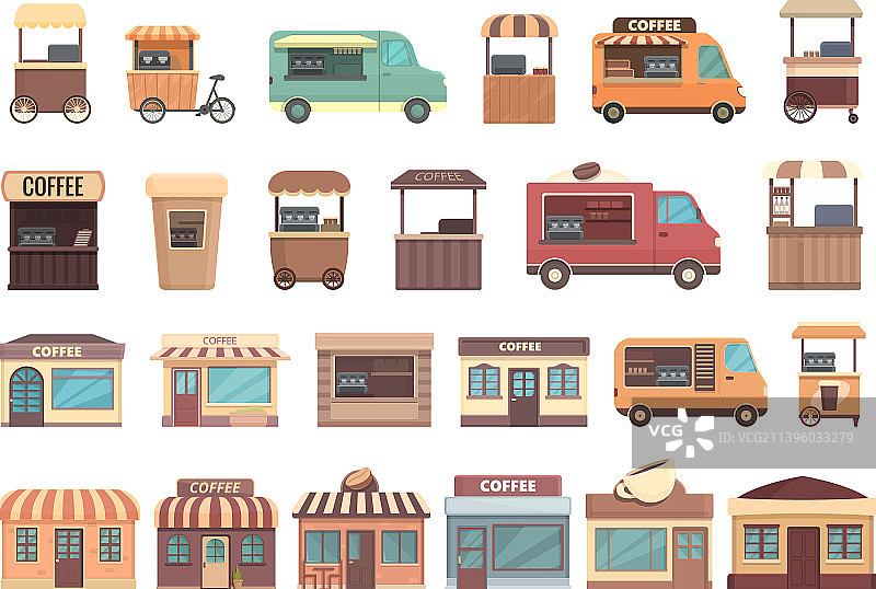 街头咖啡图标卡通车图片素材