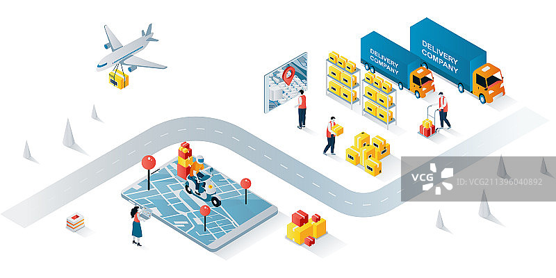 3D等距视角物流公司网页banner图片素材
