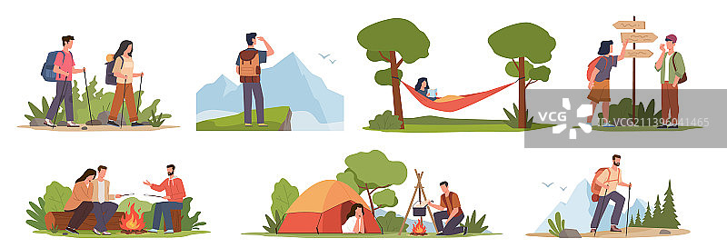 卡通徒步人物男女图片素材