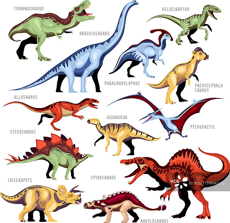 彩色恐龙卡通合集图片素材