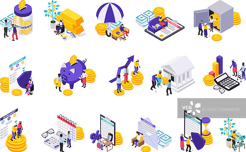 退休准备图标集图片素材