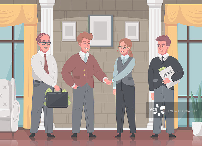 腐败洗钱卡通构图图片素材