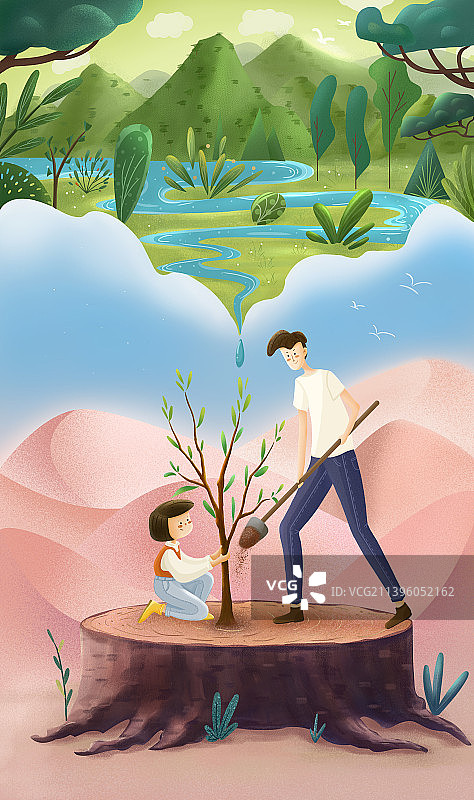 保护环境 植树 建设美好家园 环保主题图片素材