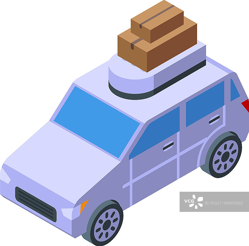搬家纸箱车图标2.5D房屋服务图片素材