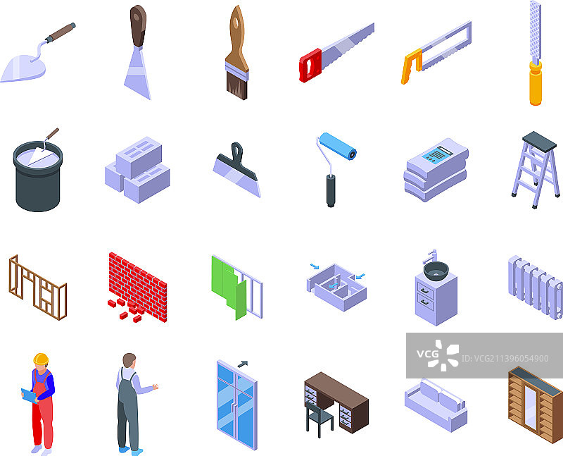 室内装修等距图标图片素材