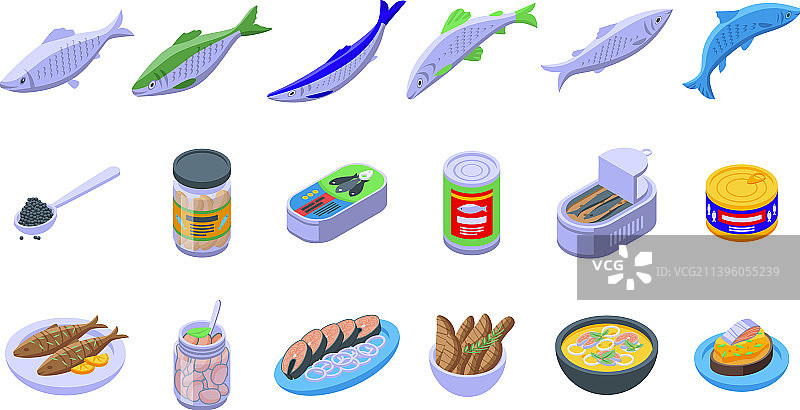 鲱鱼图案等距风格设计，鳕鱼图片素材