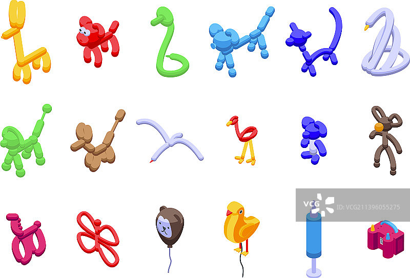 动物气球图标2.5D风格图片素材