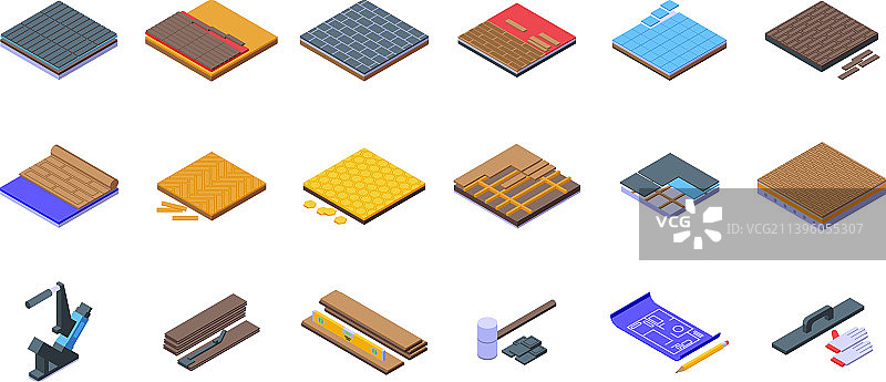 2.5D地板安装图标集图片素材