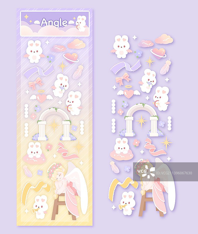 天使兔兔咕卡贴纸图片素材