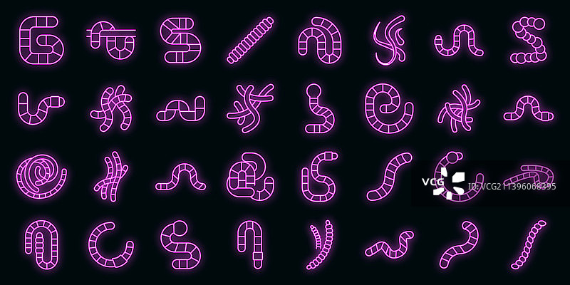 蠕虫图标集合动物诱饵轮廓图片素材