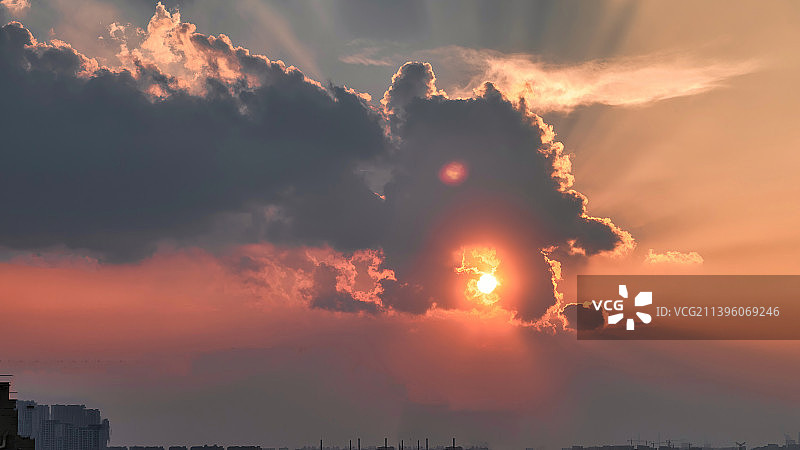 淮安市城区的日落和晚霞图片素材