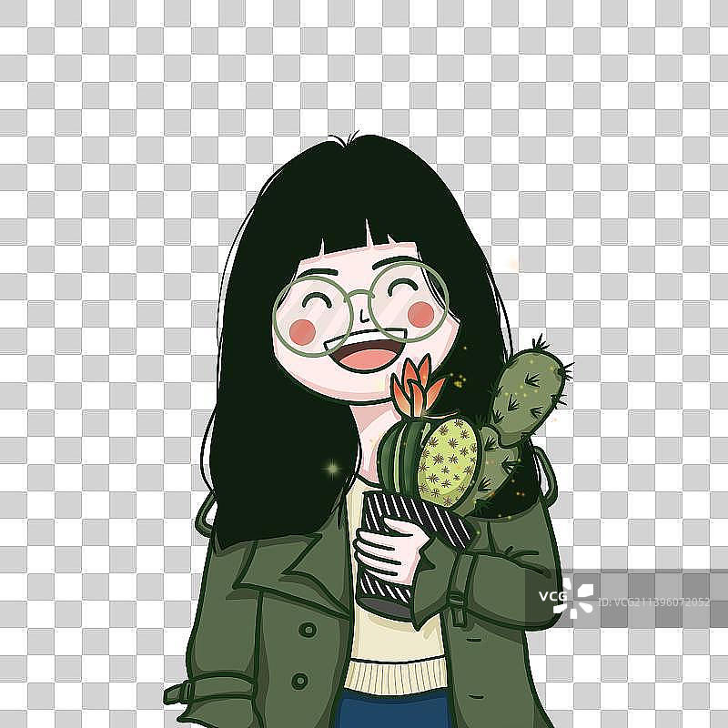 仙人掌女孩图片素材