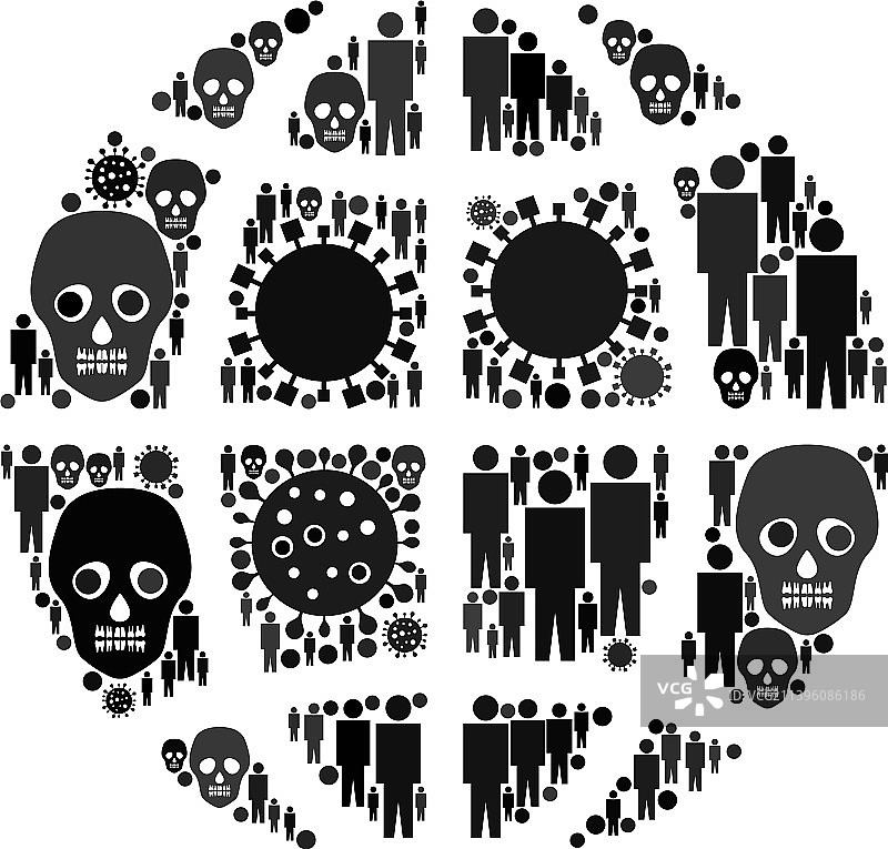 地球病毒爆发与人类拼贴画图片素材
