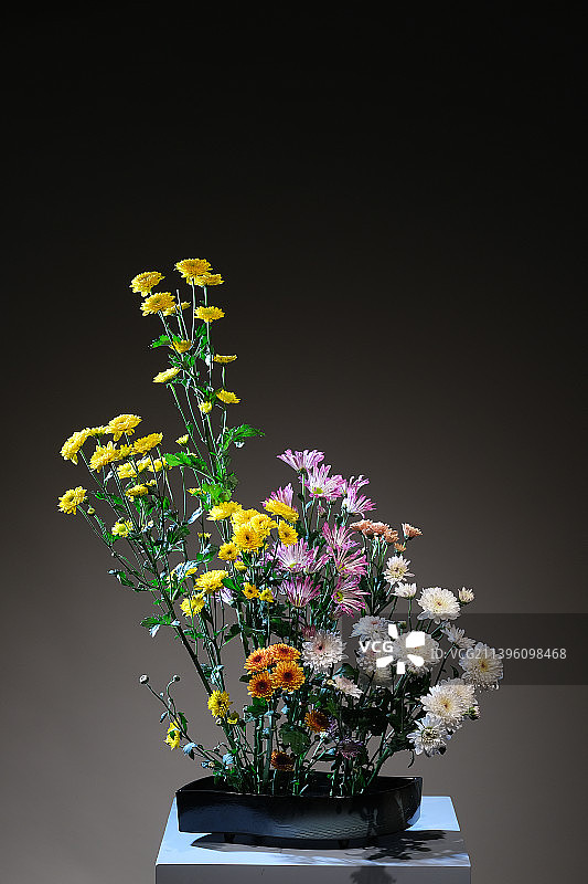 东方插花作品-菊花灿烂图片素材