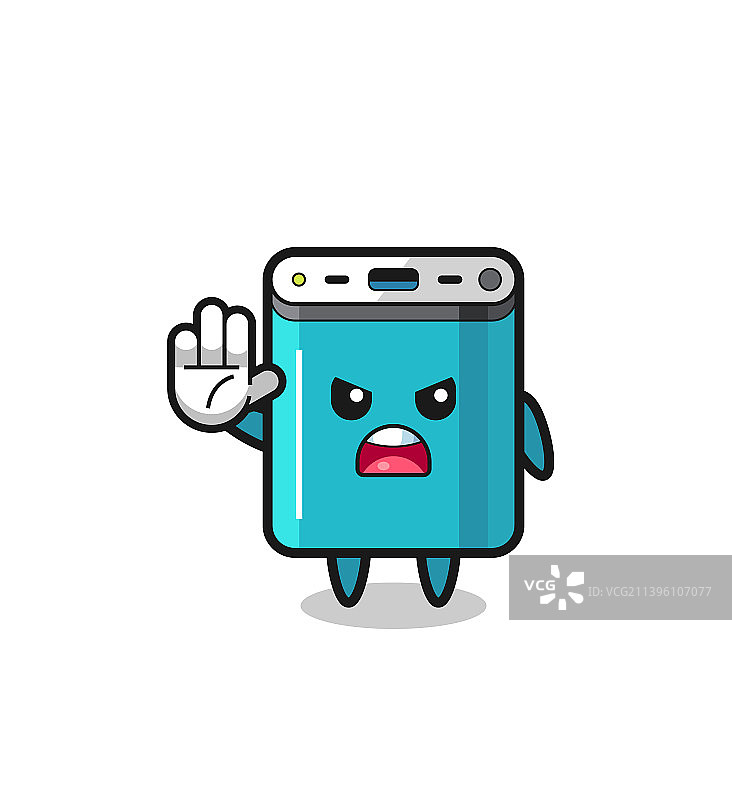 充电宝人物做停止手势图片素材